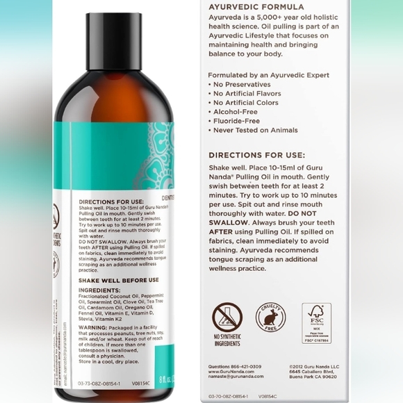 GuruNanda Coconut Oil Pulling with 7 Natural Essential Oils - Picture 2 of 6